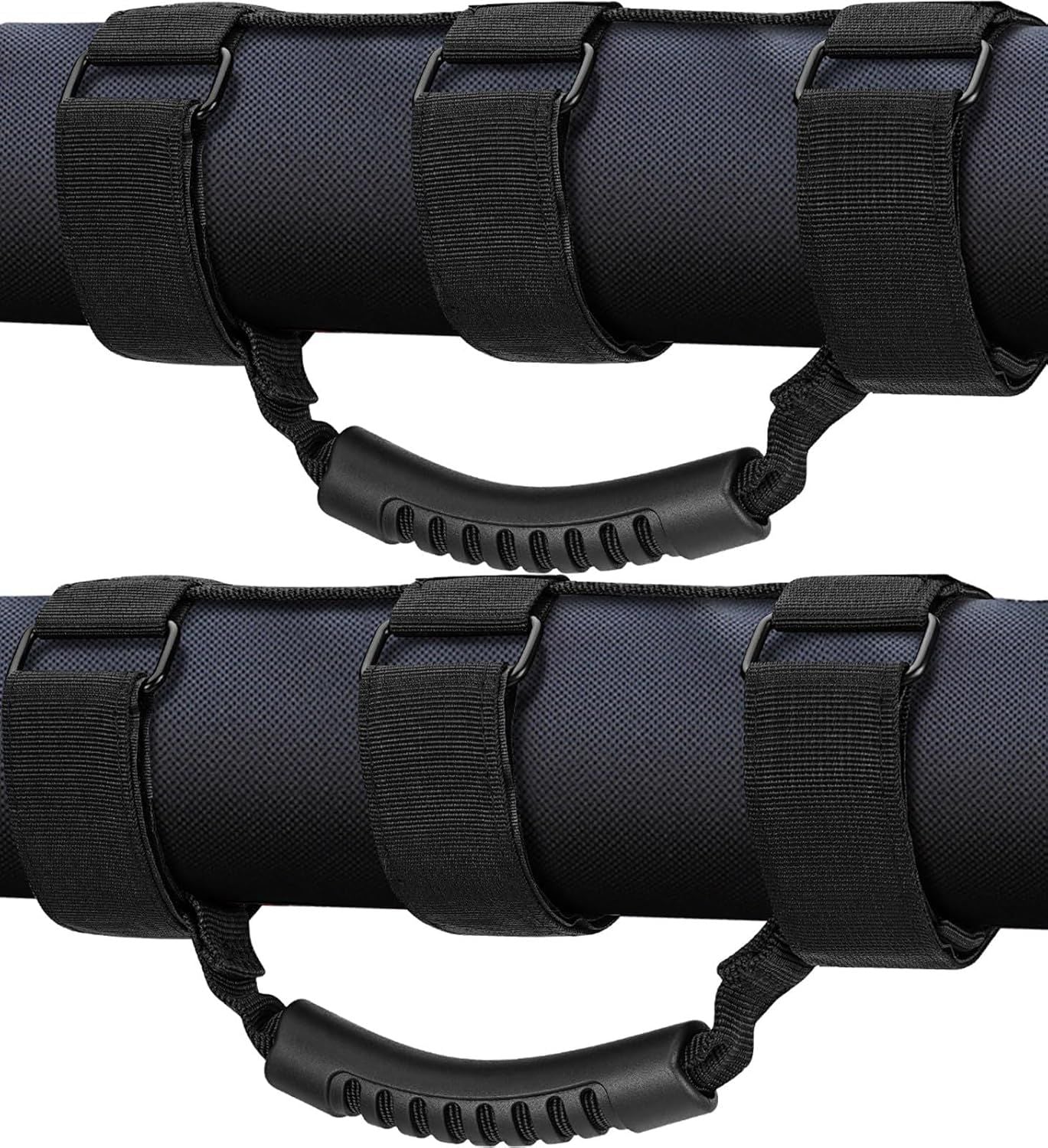 2-Pack Heavy Duty Roll Bar Grab Handles for Jeep Wrangler & Off-Road Vehicles, Easy Install Non-Destructive Safety Grip for Entry Exit (Black)