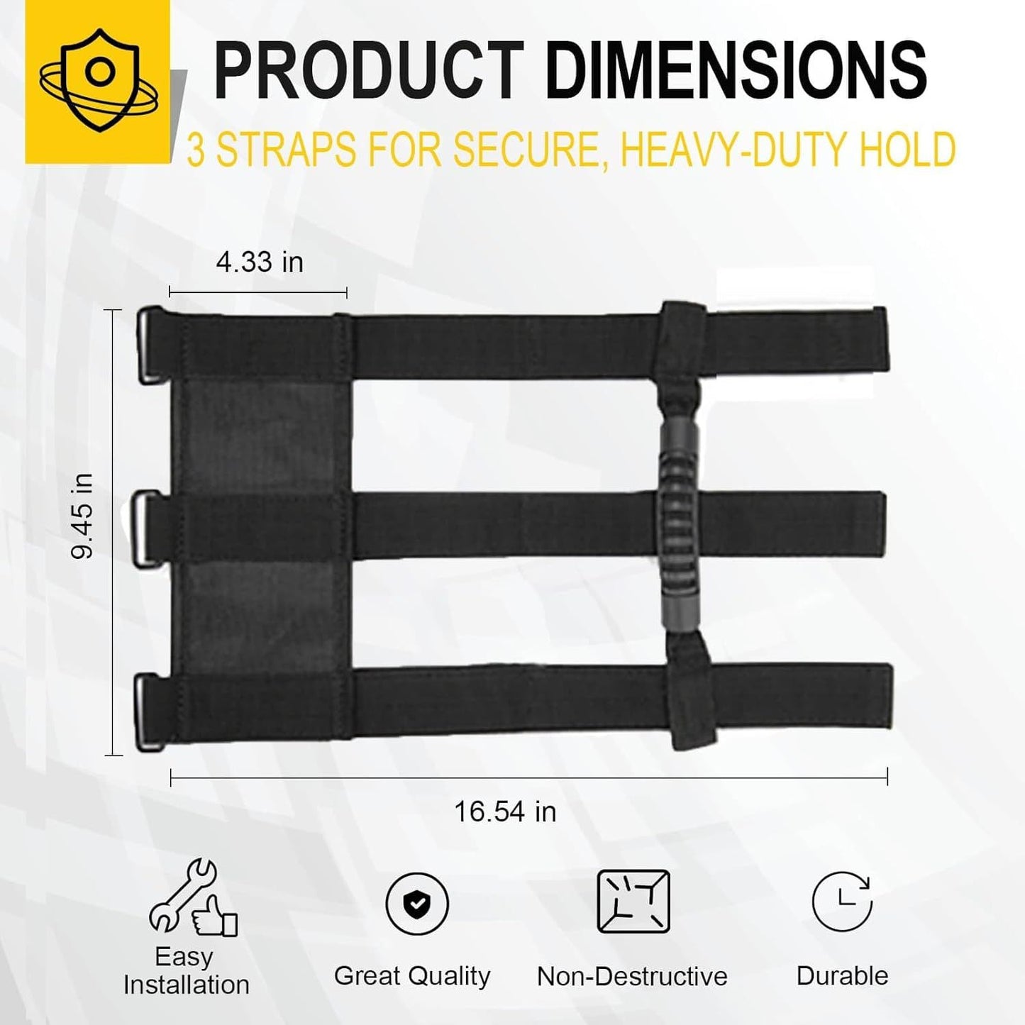 2-Pack Heavy Duty Roll Bar Grab Handles for Jeep Wrangler & Off-Road Vehicles, Easy Install Non-Destructive Safety Grip for Entry Exit (Black)