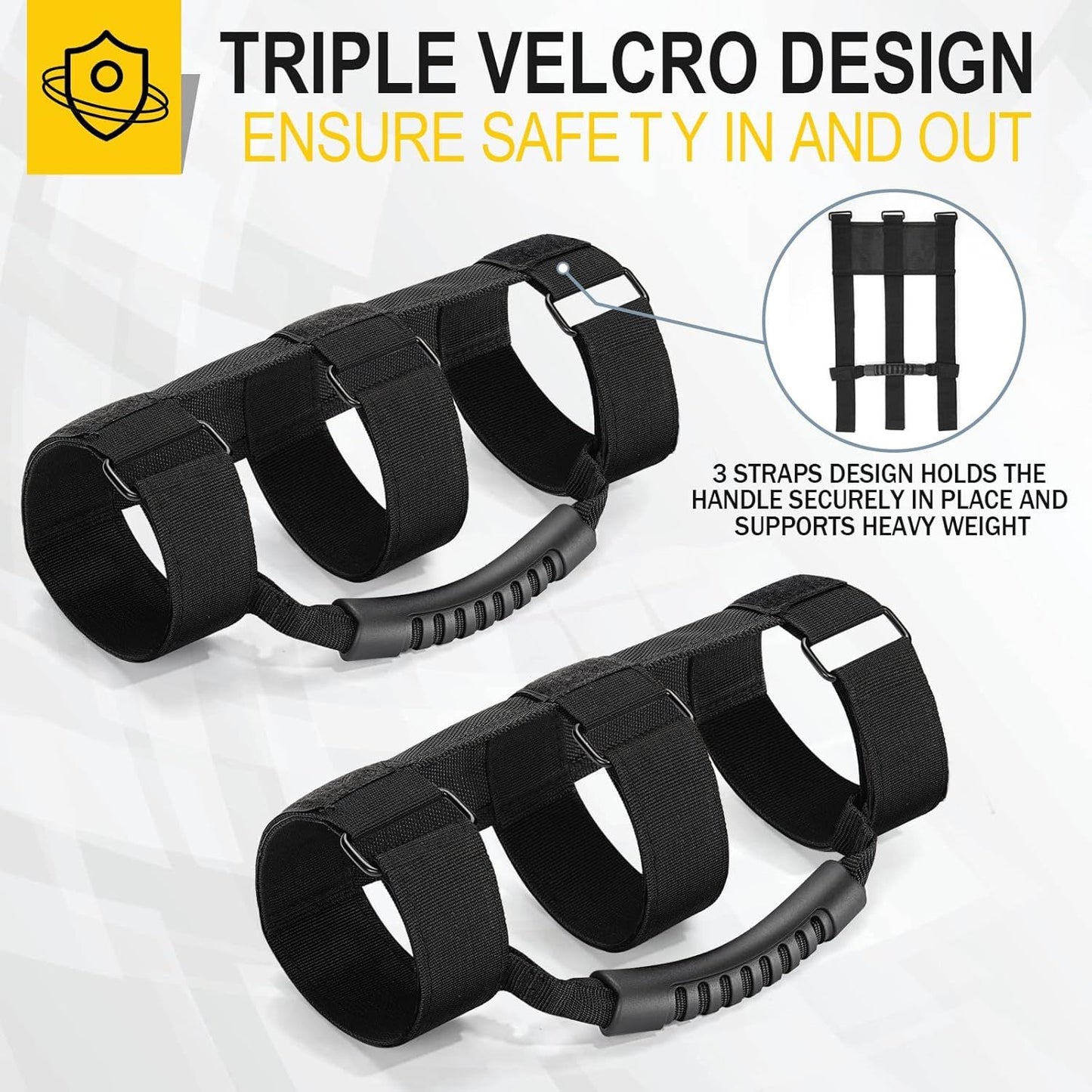 2-Pack Heavy Duty Roll Bar Grab Handles for Jeep Wrangler & Off-Road Vehicles, Easy Install Non-Destructive Safety Grip for Entry Exit (Black)