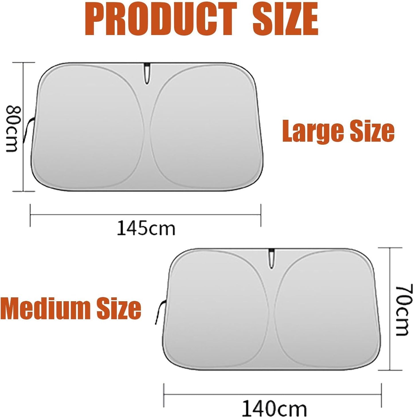 Universal Front Windshield Sun Shade for Cars SUVs Trucks, Heat Insulation UV Protection Foldable Visor 145x80cm (Silver)
