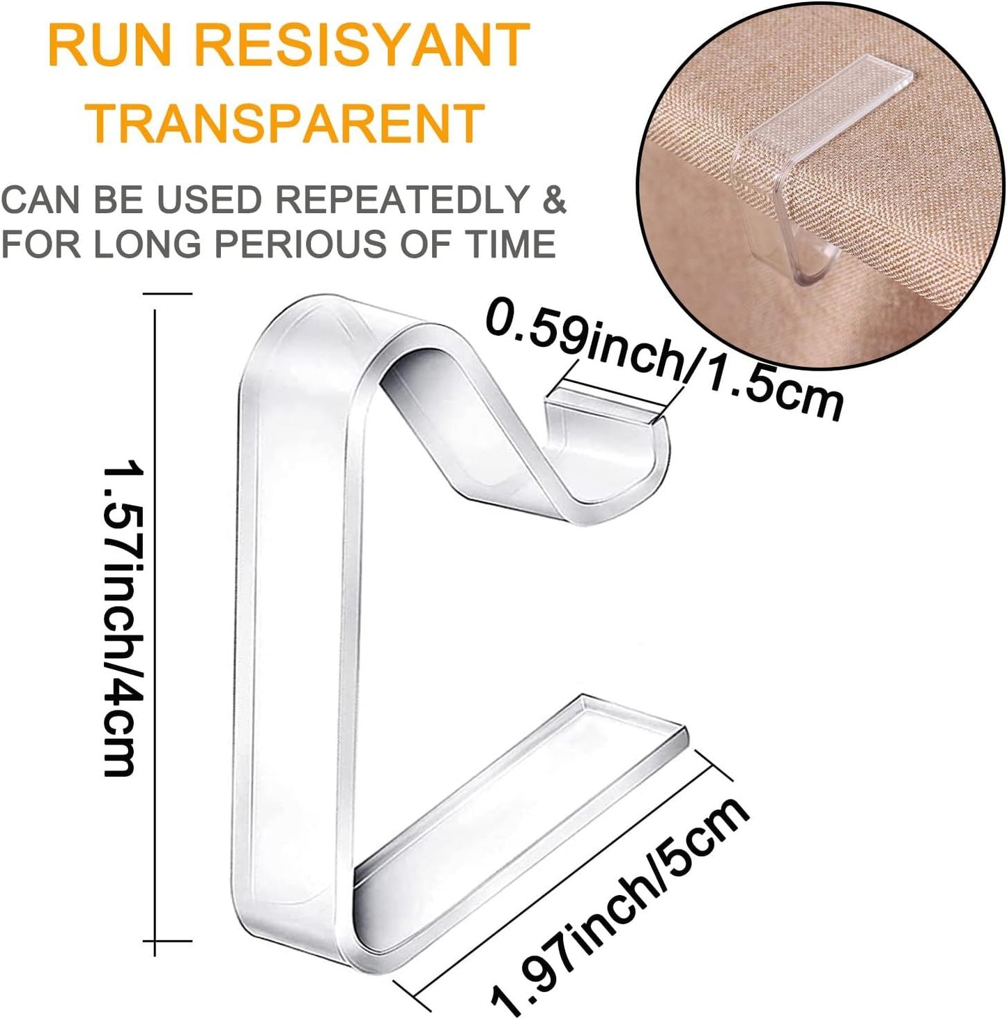 Transparent Small Tablecloth Clips for Thin Tables – Compact Plastic Holders for Indoor Meals, Picnics & Casual Gatherings (Clear)