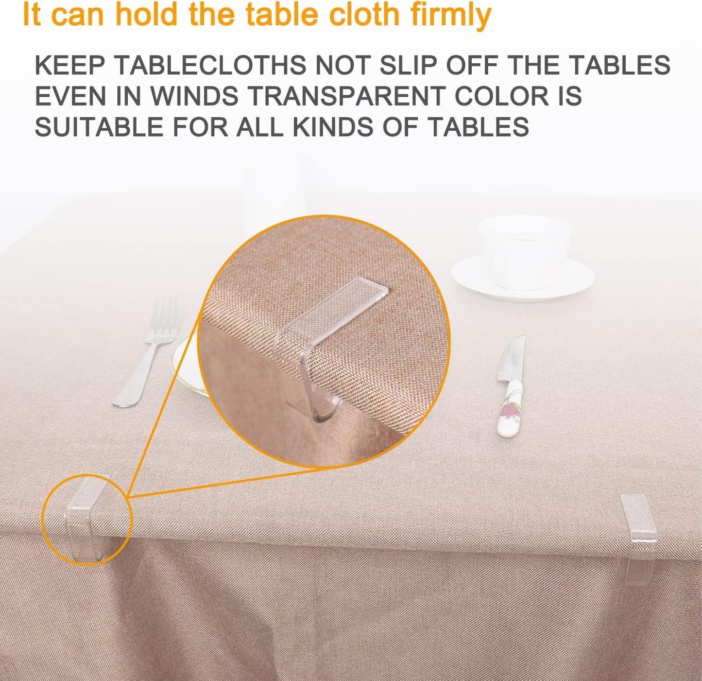 Transparent Small Tablecloth Clips for Thin Tables – Compact Plastic Holders for Indoor Meals, Picnics & Casual Gatherings (Clear)