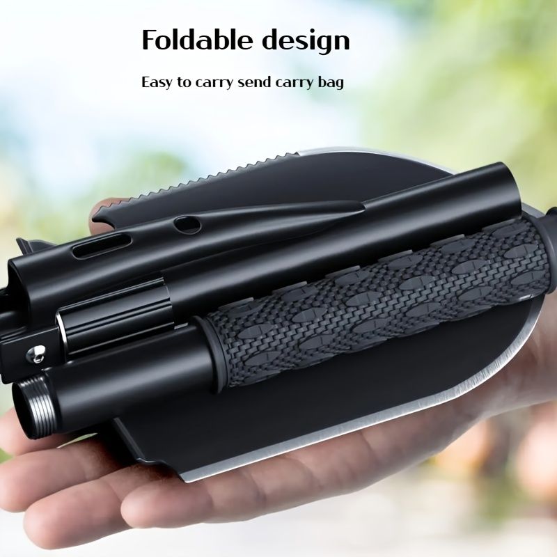 Multifunctional Camping Shovel with Compass for Gardening and Outdoor Adventures-Black
