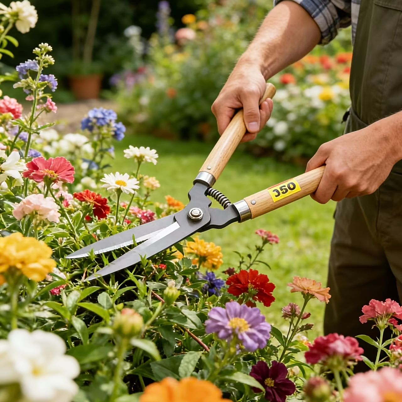 Professional Hedge Trimming Shears for Precision Garden Shaping-Beige