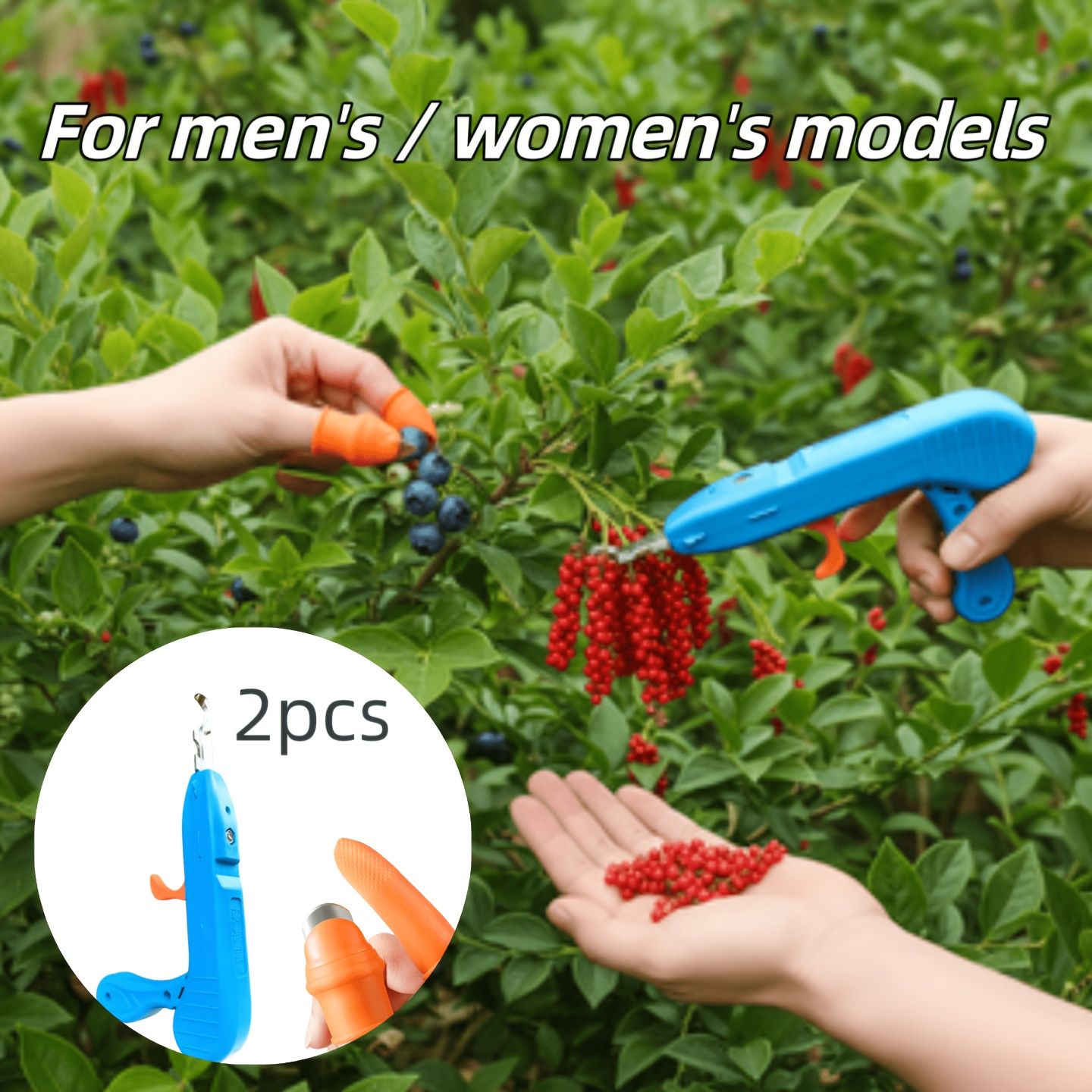 2-Piece Fruit Picking Tool Set for Home Gardens & Small-Scale Farms-Blue+Orange