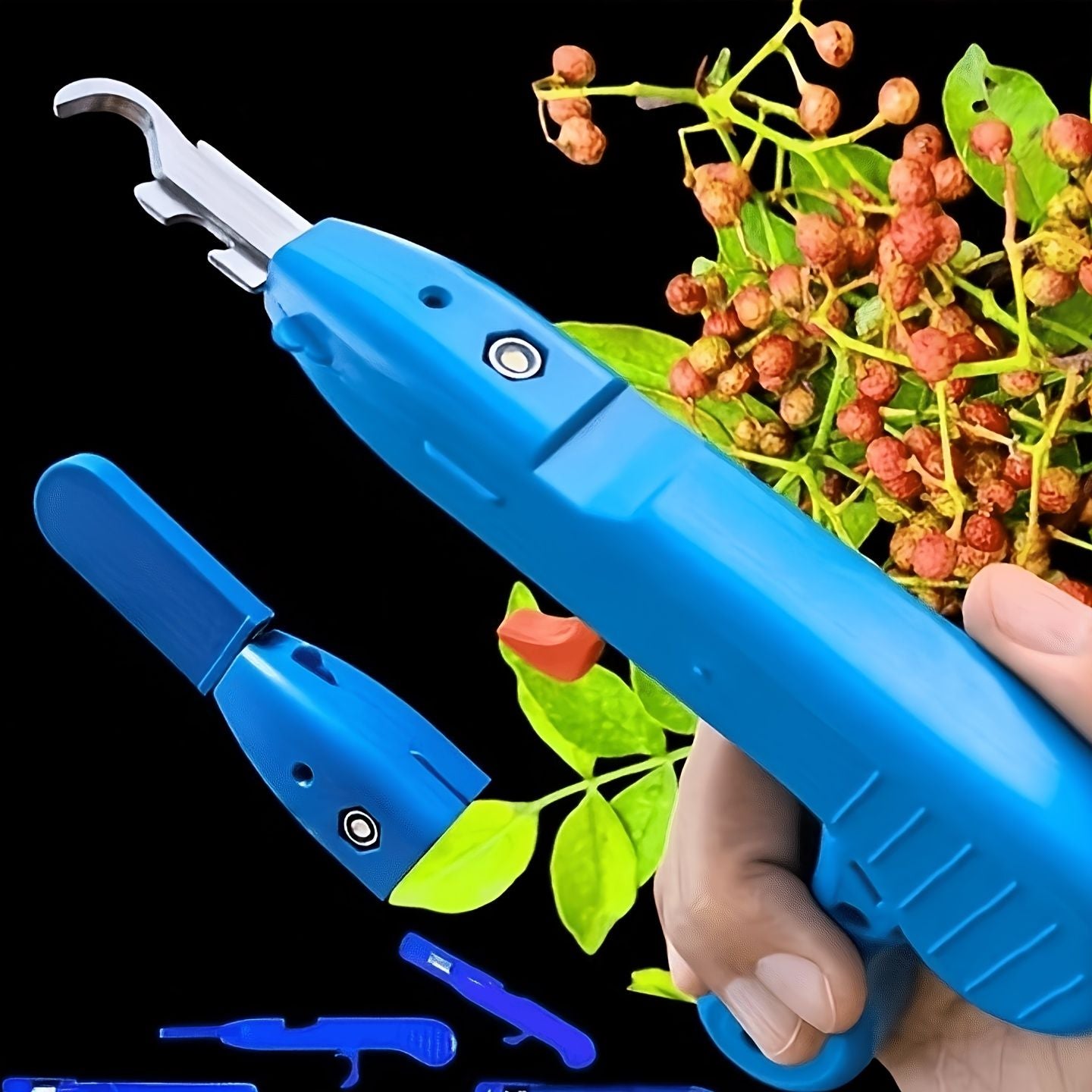 2-Piece Fruit Picking Tool Set for Home Gardens & Small-Scale Farms-Blue+Orange
