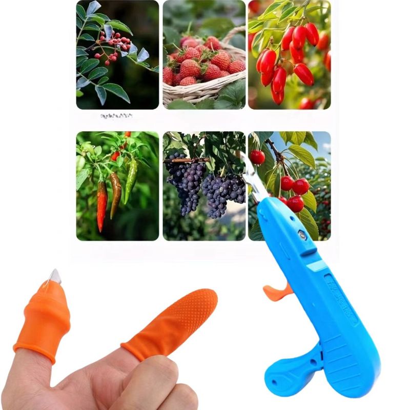 2-Piece Fruit Picking Tool Set for Home Gardens & Small-Scale Farms-Blue+Orange