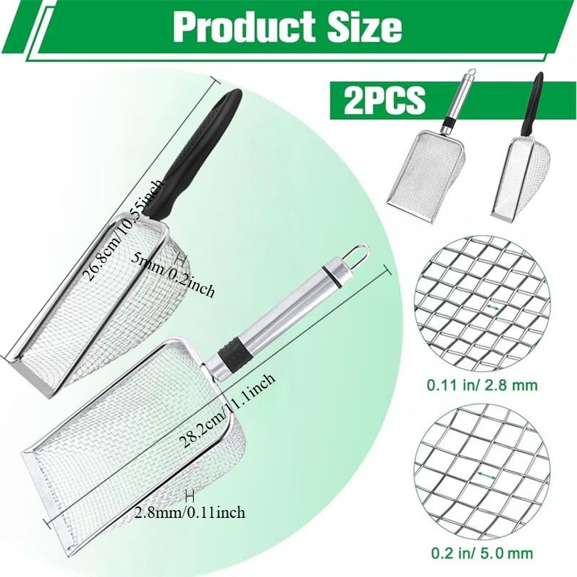 Stainless Steel Garden Sieve Scoop for Soil and Debris Separation-Silver