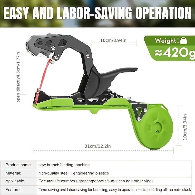 Garden Tape & Staple Gun Set for Plant Tying and Securing, 10000 Staples, 500m Tape-Green