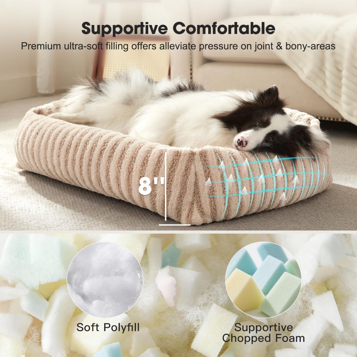 Dog Bed Soft Dog Bed Rabbit Velvet Dog Bed Teddy Fabric Dog Bed Cozy Dog Bed - White - Size 20in*19in