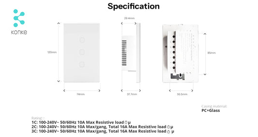 Smart Touch Light Switch 3Ch