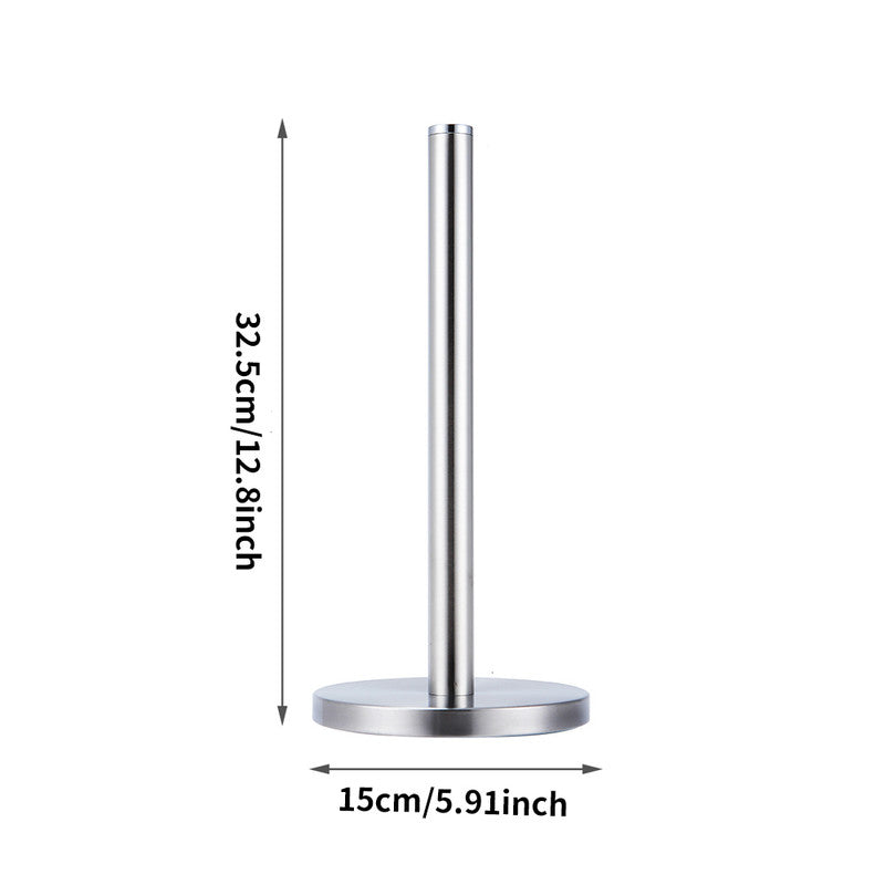 Stainless Steel Paper Towel Holder for Kitchen Countertop Cling Film Storage Rack-Silver