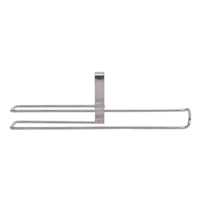 Stainless Steel No-punch Roll Paper Rack for Kitchen Cabinet Cling Film Storage Rack-Silver