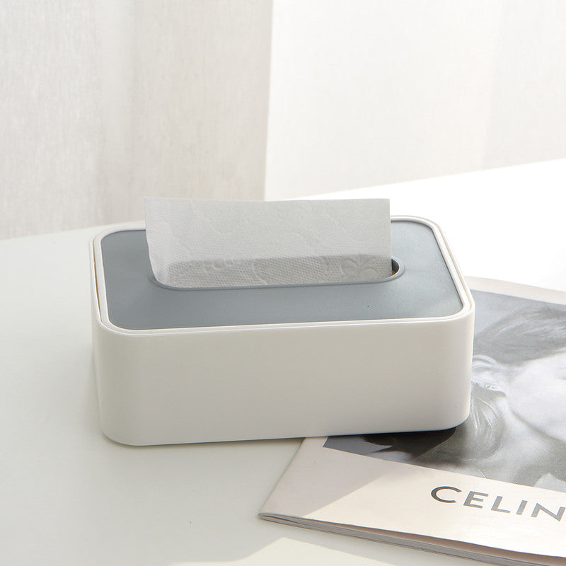 Desktop Tissue Box Height-Adjustable Storage Box for Home Living Room And Dining Room-White
