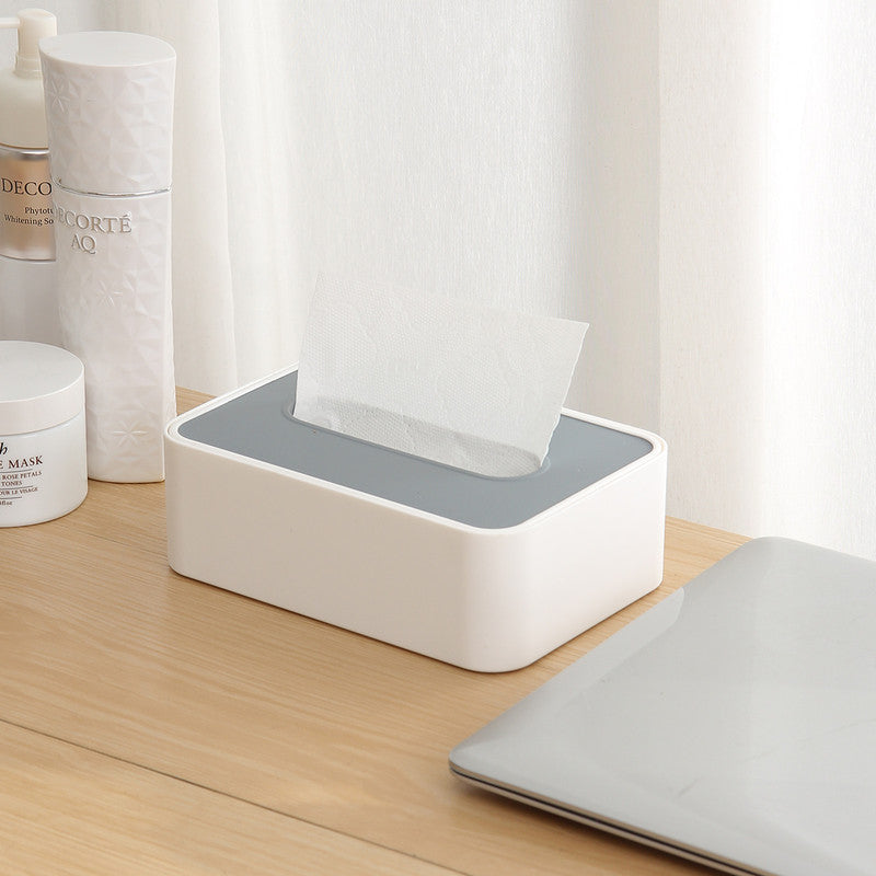 Desktop Tissue Box Height-Adjustable Storage Box for Home Living Room And Dining Room-White