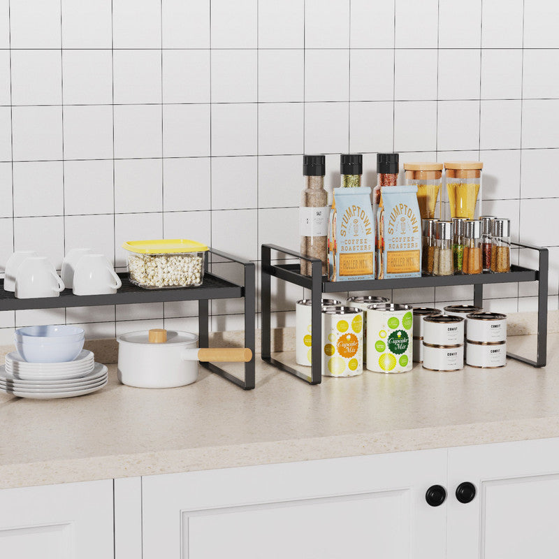 Kitchen Countertop Layered Storage Rack-Black