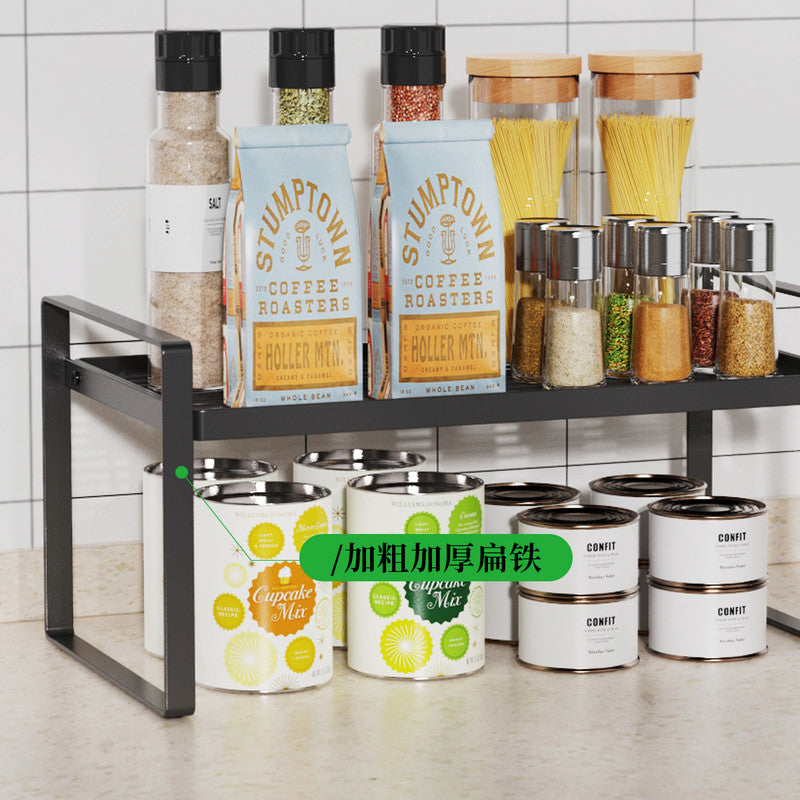 Kitchen Countertop Layered Storage Rack-Black