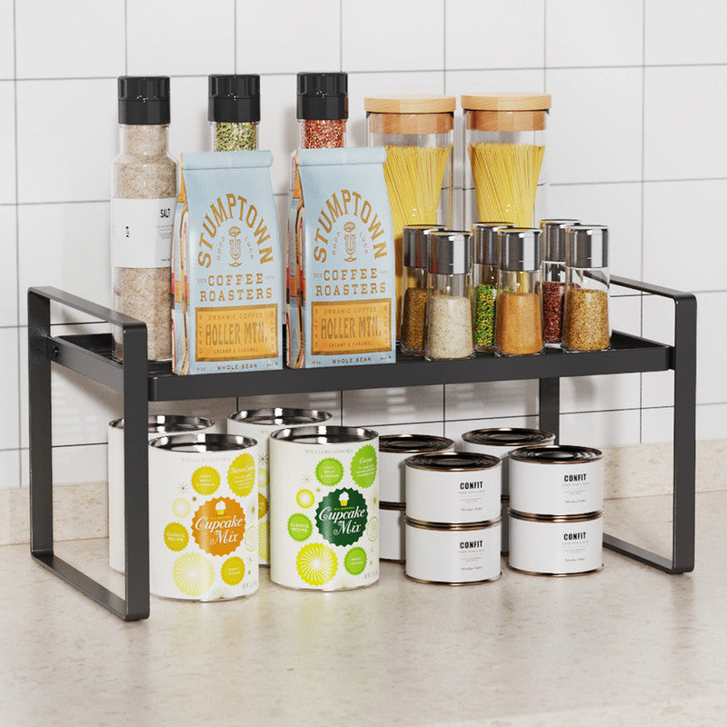 Kitchen Countertop Layered Storage Rack-Black
