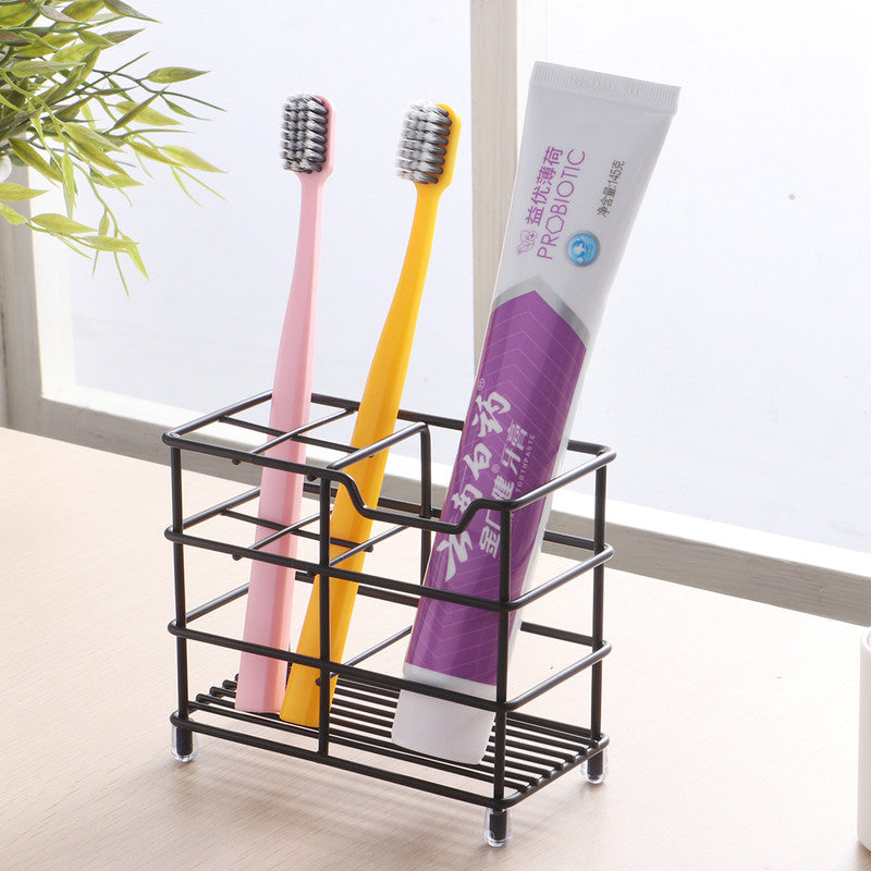 Four-section Toothpaste and Toothbrush Holder-Black