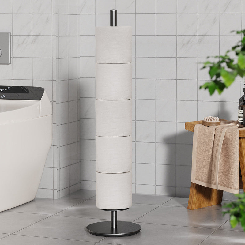 Household Floor-Standing Single-Pole Long Tissue Paper Holder-Black