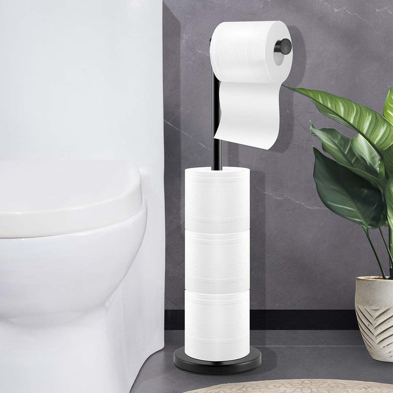 Floor Standing Toilet Paper Holder-Black