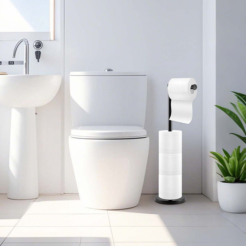 Floor Standing Toilet Paper Holder-Black