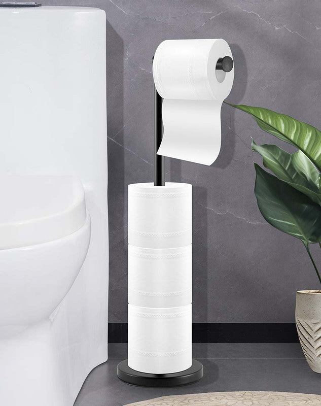 Floor Standing Toilet Paper Holder-Black