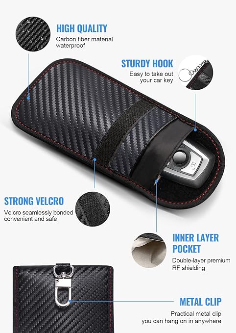 Faraday Pouch for car Keys,2 Pack Faraday Bag Car Key Signal Blocking Pouch ， Keyless Entry Car Keys Case | RFID Blocker Bag for Car Security ，Anti-Theft Remote Entry Keyless Protect-Black