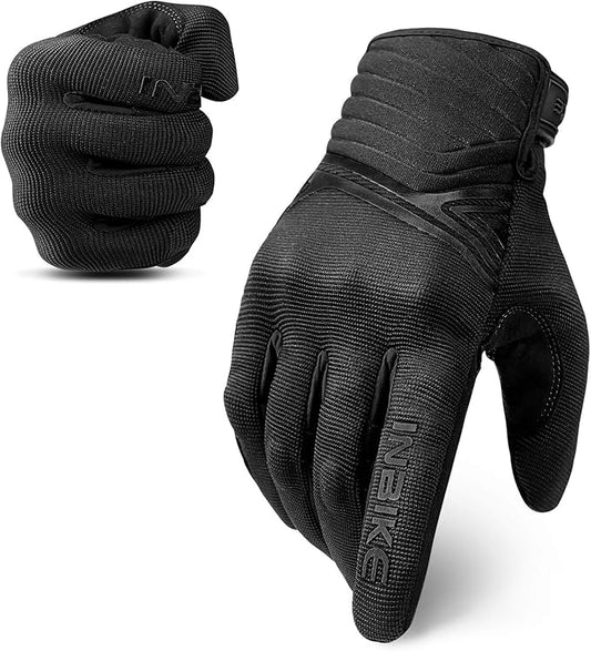 Breathable Mesh Motorcycle Gloves Touchscreen with TPR Palm Pad Hard Knuckle-Back-Medium