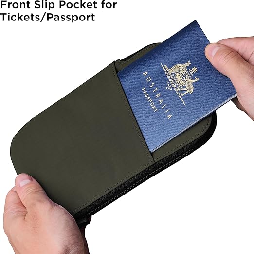 Travel Wallet - RFID Passport Holder, Self Locking Zipper Wear & Tear-Resistant Material, 3 Passport Pockets and 4 Card Slots - HUB Accessories-Blue