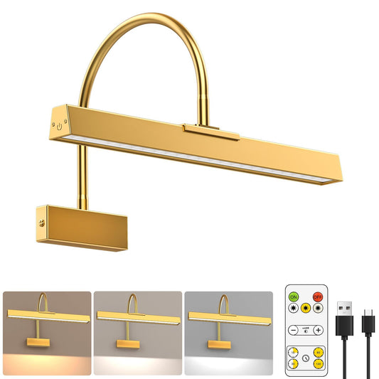 Picture Frame Light with Remote, Wireless 16 Inch Gold Art Light, Battery Picture Light with 3 CCT, Dimmable and Timer Wall Picture Lights for Painting, Wall, Gallery, Artwork, Frame