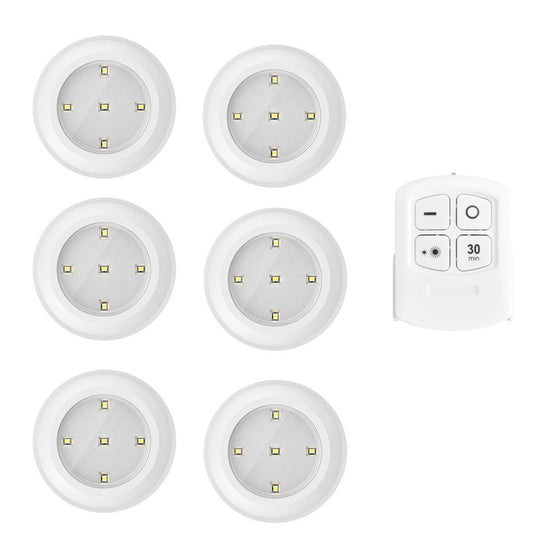 6 LED Light Set with Remote - Cool White for Cabinets & Displays