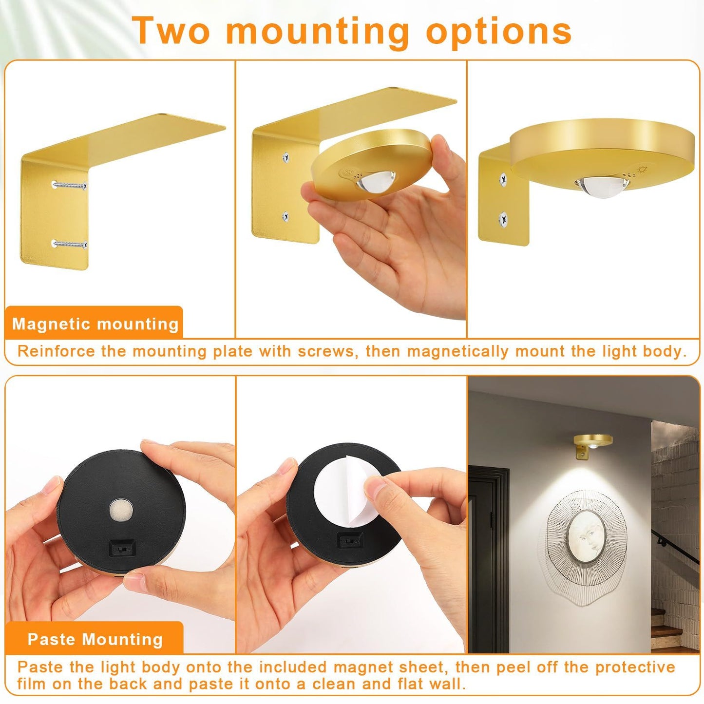 Rechargeable Picture Lights, 6 Pack Gold Wireless Art Lights with Remote and Touch Control, 3 Colour Temperatures, Stepless Dimming, Magnetic Wall Lights for Paintings, Photos and Displays