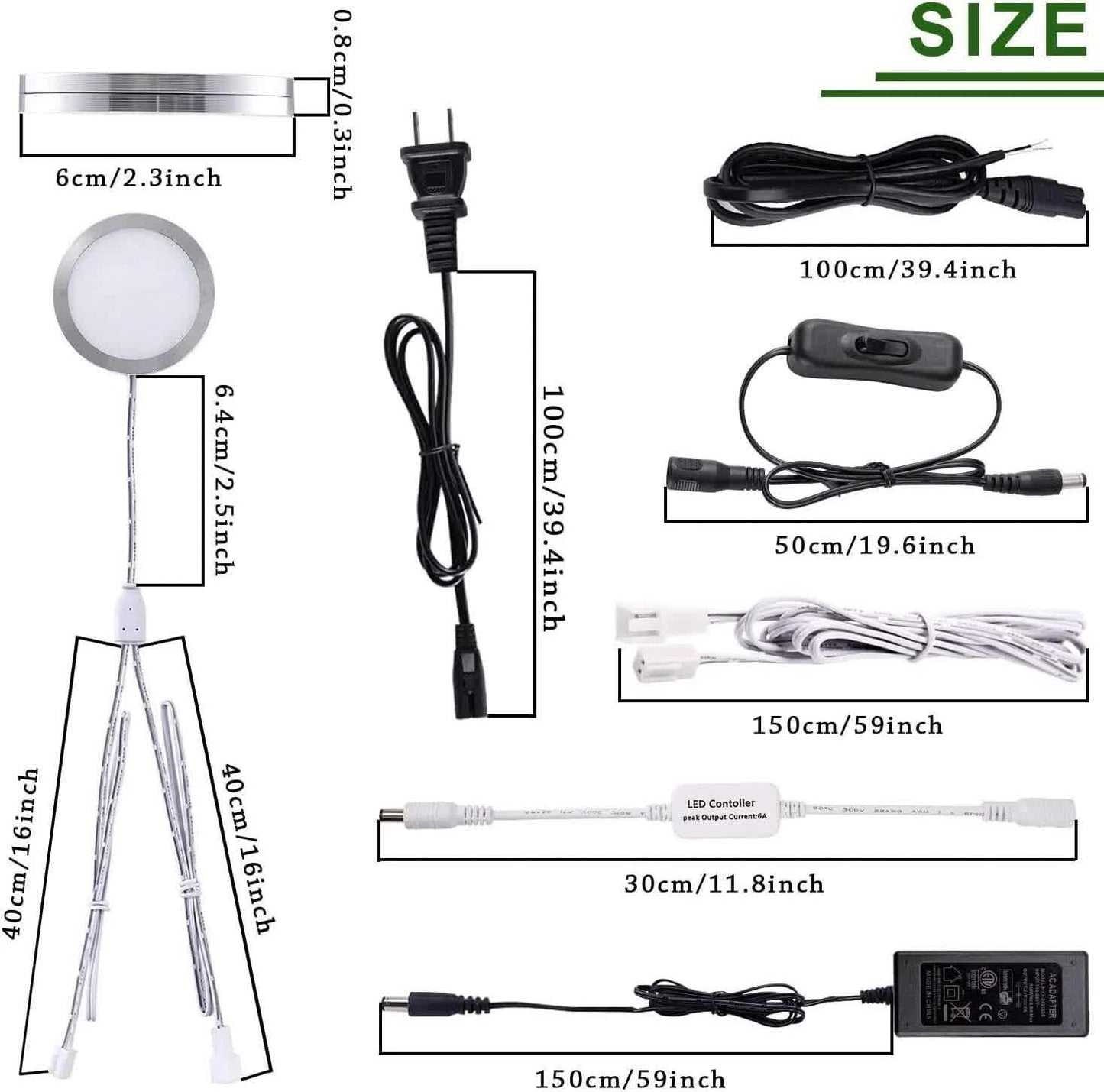 Linkable Under Cabinet LED Lighting 12V Dimmable Puck Lights with Wireless RF Remote Control, Hardwired & Wall Plug in for Kitchen Mood Lighting,Daylight White