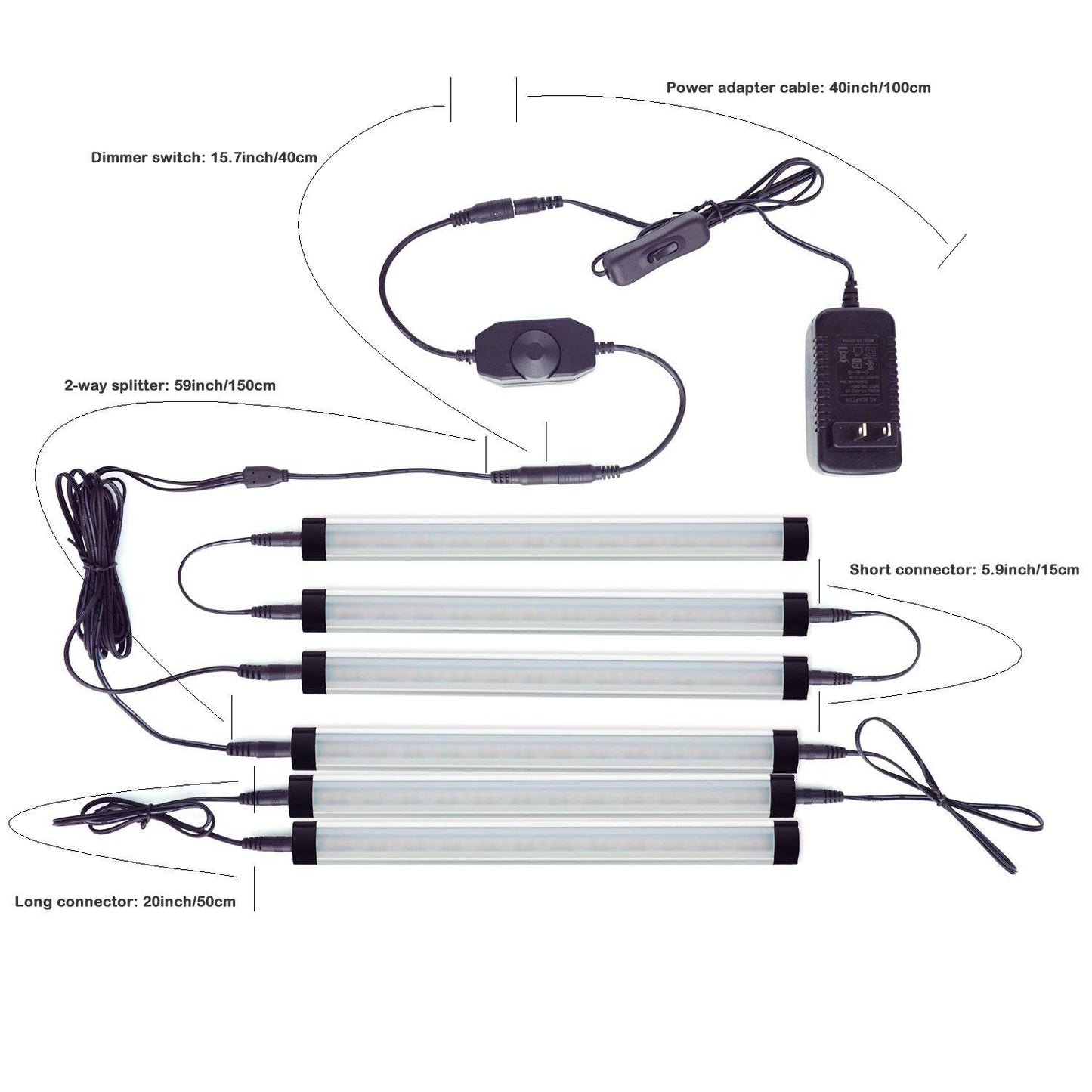 Dimmable Led Under Cabinet Lighting Bar Linkable Kits with Rocker Switch Under Counter Kitchen,Showcase,Shelf Lighting(8 Panel Kits Cold White)