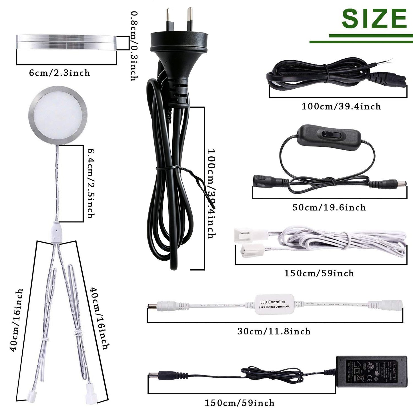 Linkable Under Cabinet LED Lighting 12V Dimmable Puck Lights with Wireless RF Remote Control, Hardwired & AU Wall Plug in for Furniture Cupboard Lighting(10 Lights, Natural White 4000K)