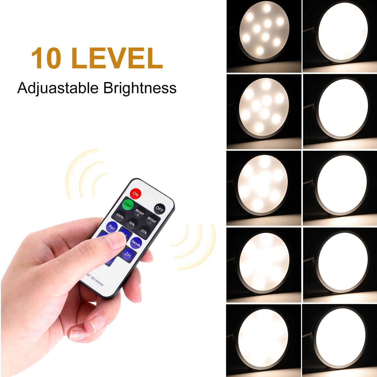 Linkable Under Cabinet LED Lighting 12V Dimmable Puck Lights with Wireless RF Remote Control, Hardwired & AU Wall Plug in for Kitchen Mood Lighting (4000K Natural White, 12 Lights Kit)