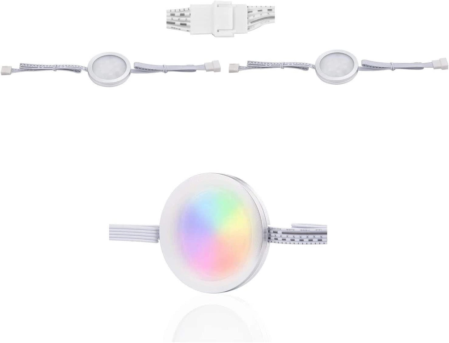 Under Counter LED Light Kit, RGBWW Under Cabinet Lighting, 10 Packs Colored Cabinet Lights with Wireless 40-Key IR Dimmable Remote Control (10 Lights)