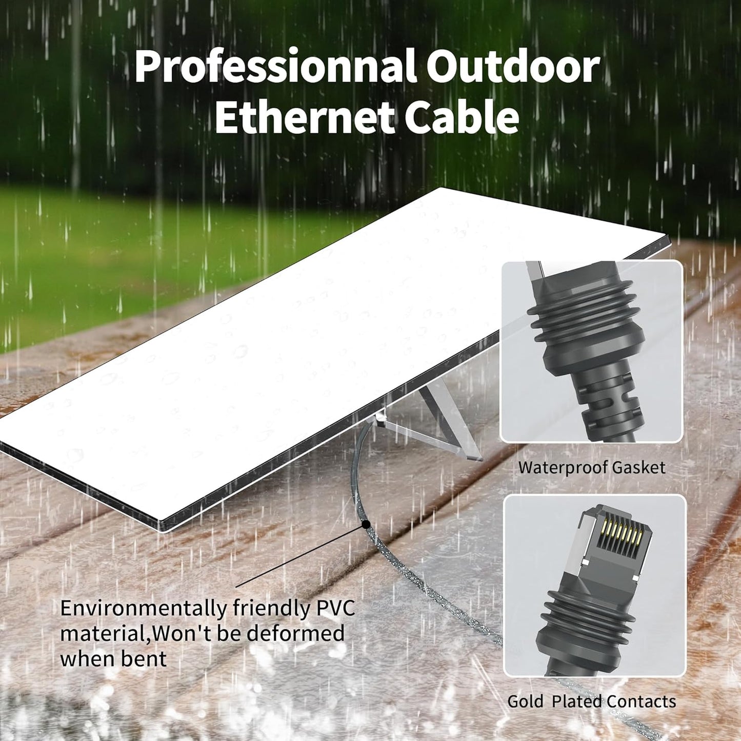 Starlink Gen 3 Ethernet Cable 15M/49.2FFT Cable,  Waterproof, Grey
