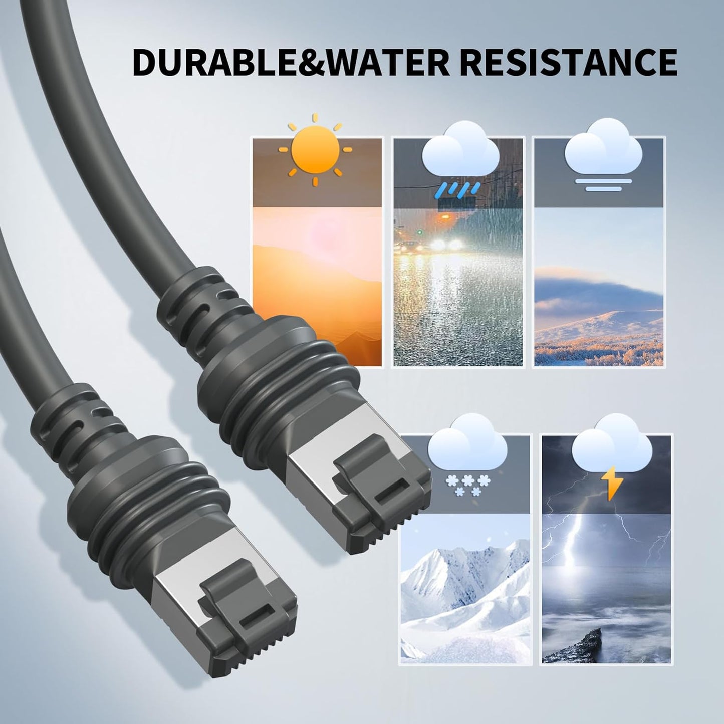 Starlink Gen 3 Ethernet Cable 15M/49.2FFT Cable,  Waterproof, Grey