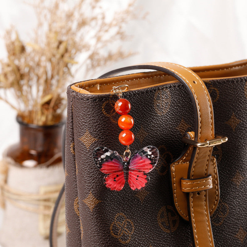 Crystal Butterfly Keychain Set,Citrine