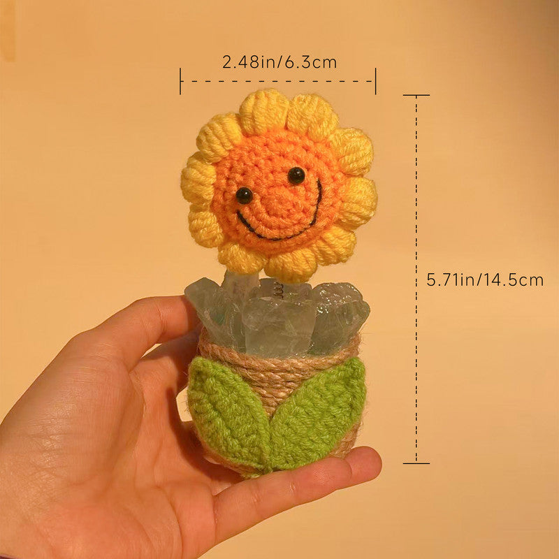 Natural crystal handmade sunflower ornament-amethyst