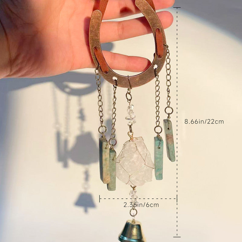 Crystal Lucky Horseshoe Charm Pendant-milky crystal