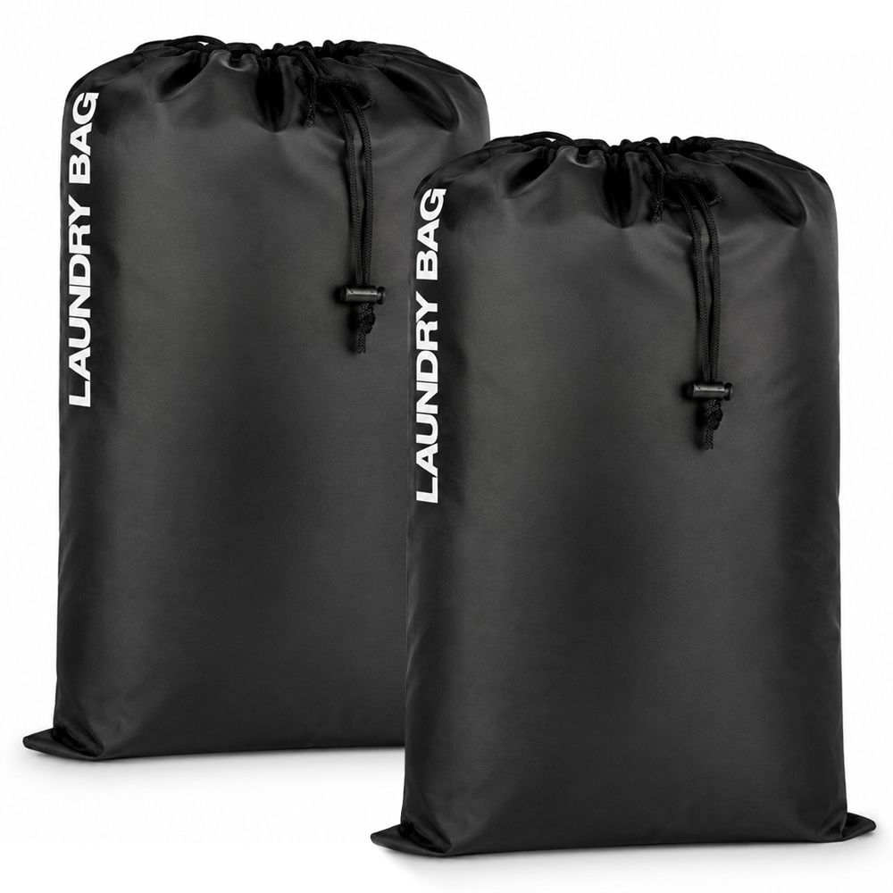 2Pcs Water Resistant Drawstring Laundry & Storage Bag, Reusable Clothes Bag for Travel, Gym, Sports & Everyday Use