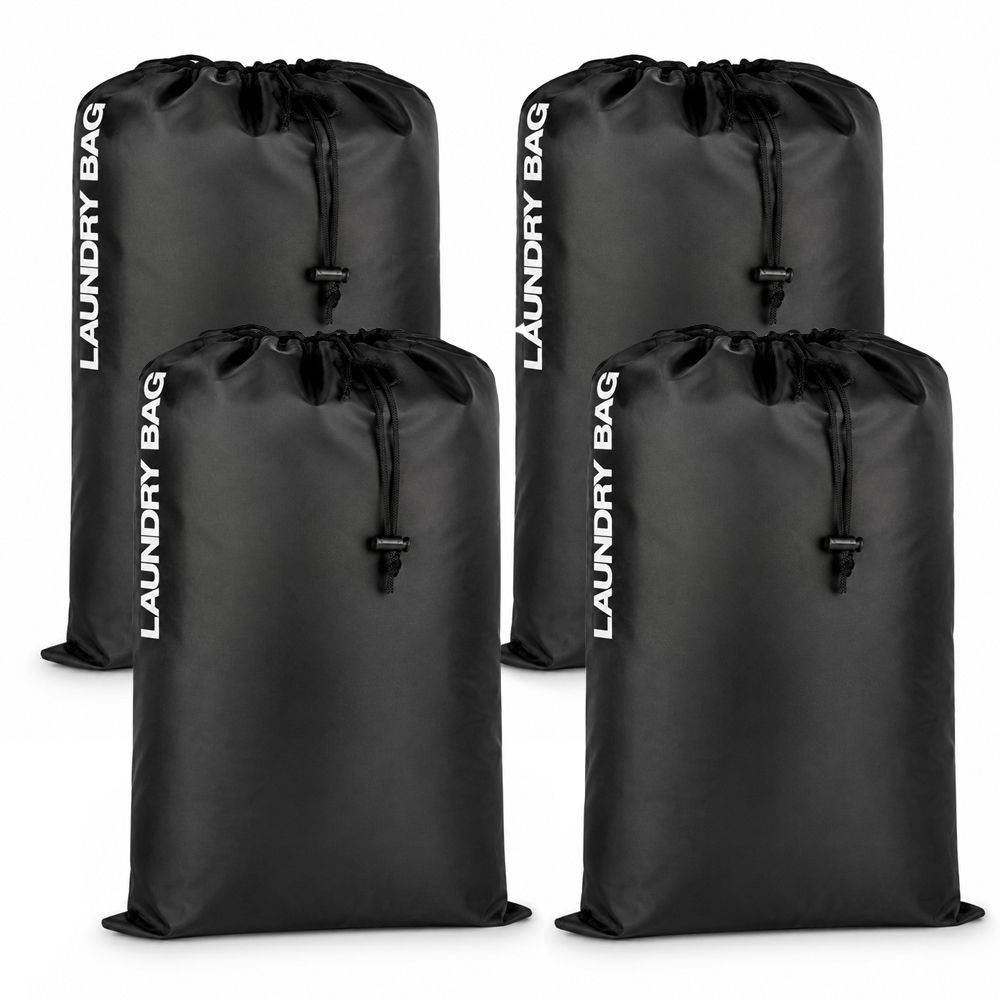 4Pcs Water Resistant Drawstring Laundry & Storage Bag, Reusable Clothes Bag for Travel, Gym, Sports & Everyday Use