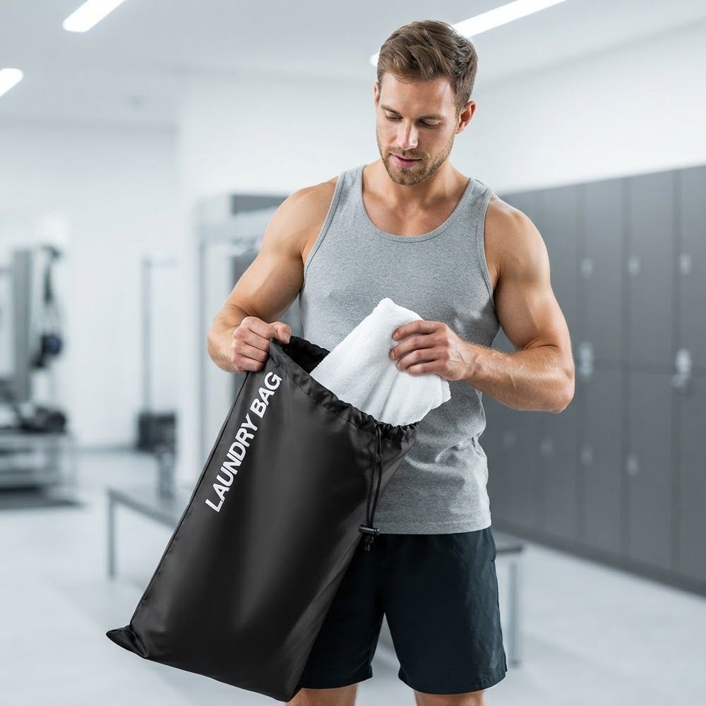 4Pcs Water Resistant Drawstring Laundry & Storage Bag, Reusable Clothes Bag for Travel, Gym, Sports & Everyday Use