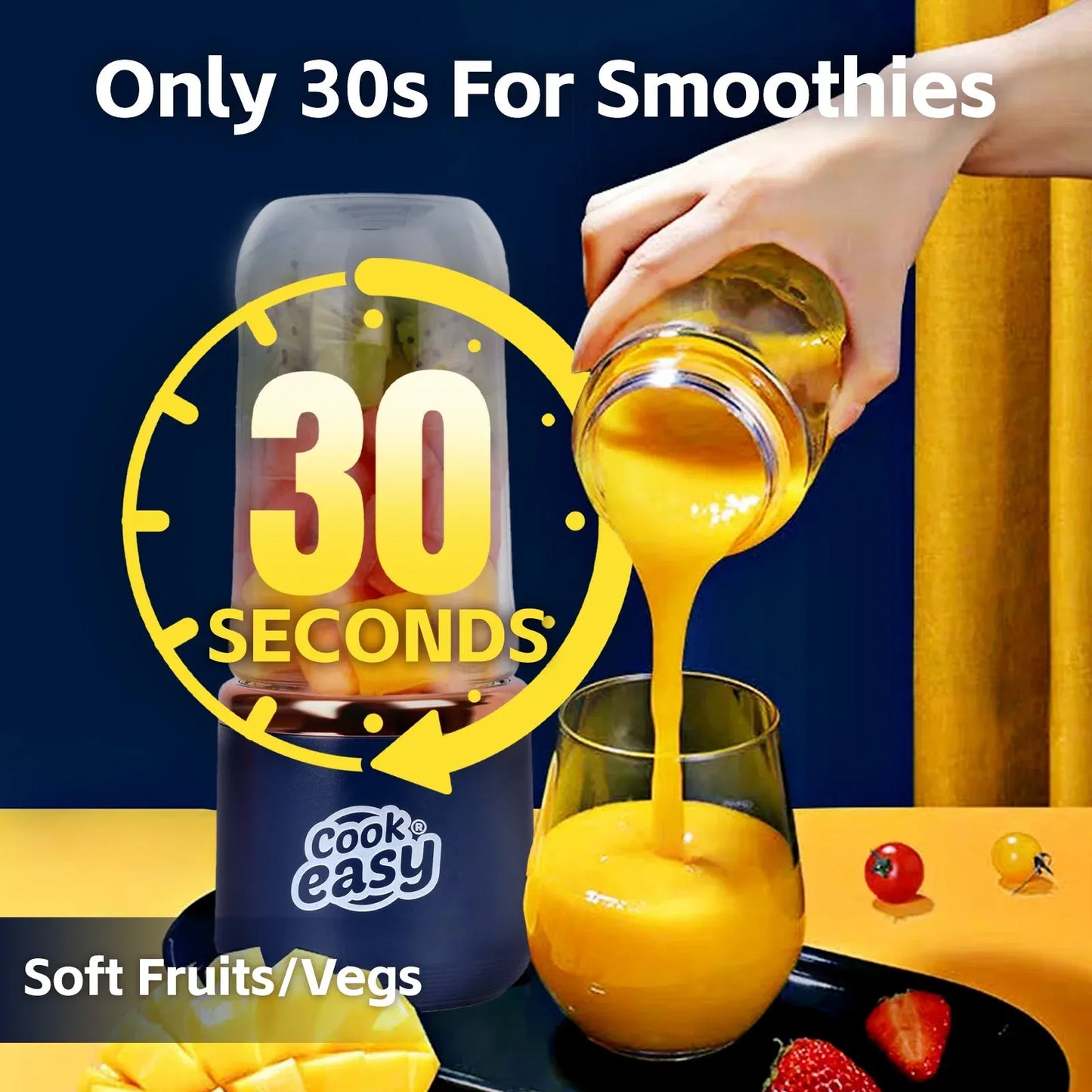 400ml USB-C Rechargeable Portable Juicer with Travel Lid – Personal Blender for Smoothies & Shakes