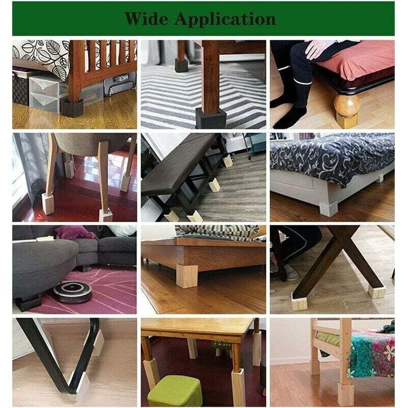 Wooden Furniture Risers 4-Pack 5x5x5cm for Desk Table Bed Lifting Feet Compatible with Multiple Brands