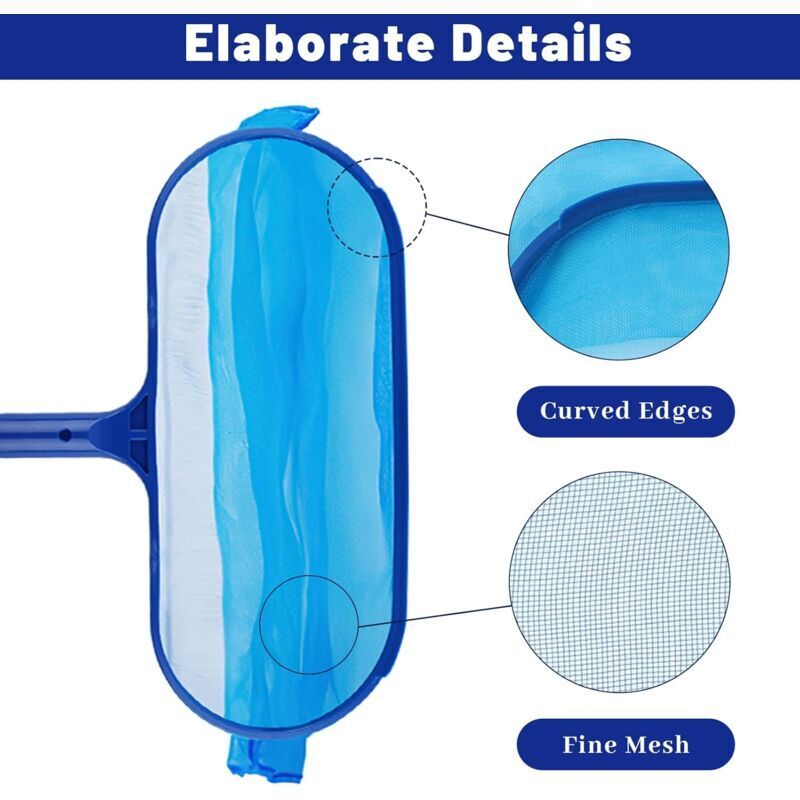Pool Skimmer with Fine Mesh Net and Telescopic Handle for Easy Cleaning