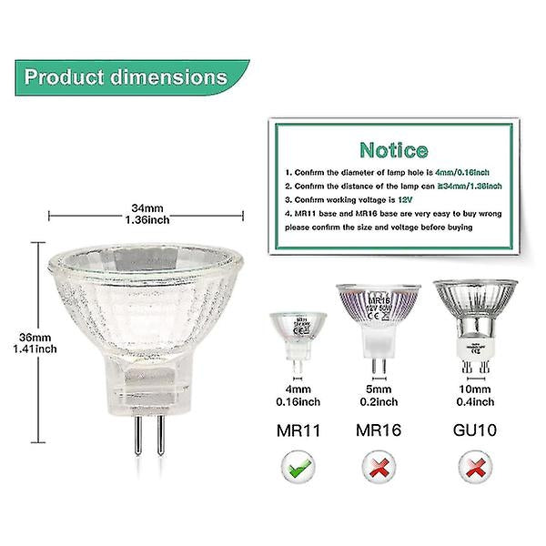 MR11 GU4 Halogen Bulbs 12V 20W Dimmable (12-Pack) for Ceiling Lighting